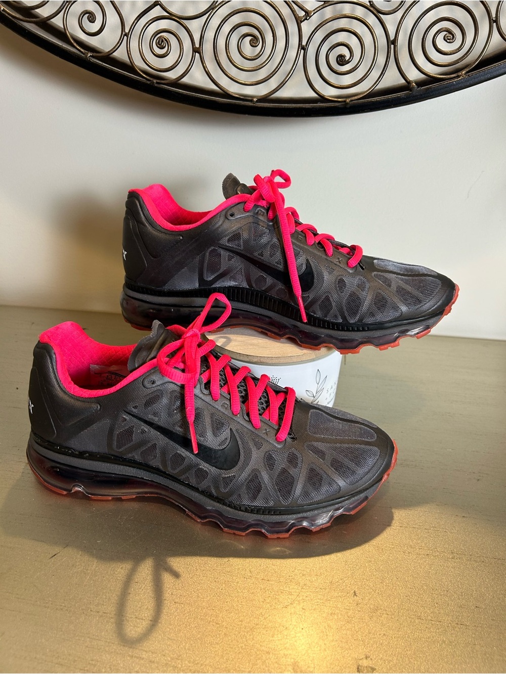 Nike Air Max+ 2011 running shoes (style 429890-069),Women’s US Size 9 #blackpink